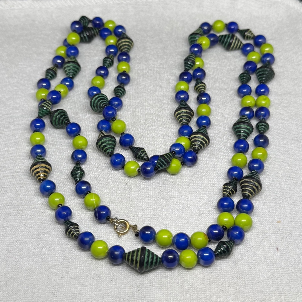 Blue and Green Beaded Necklace